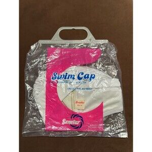Vintage SunWear Swim Cap White Pleated 8892 W New Sealed in Package MCM